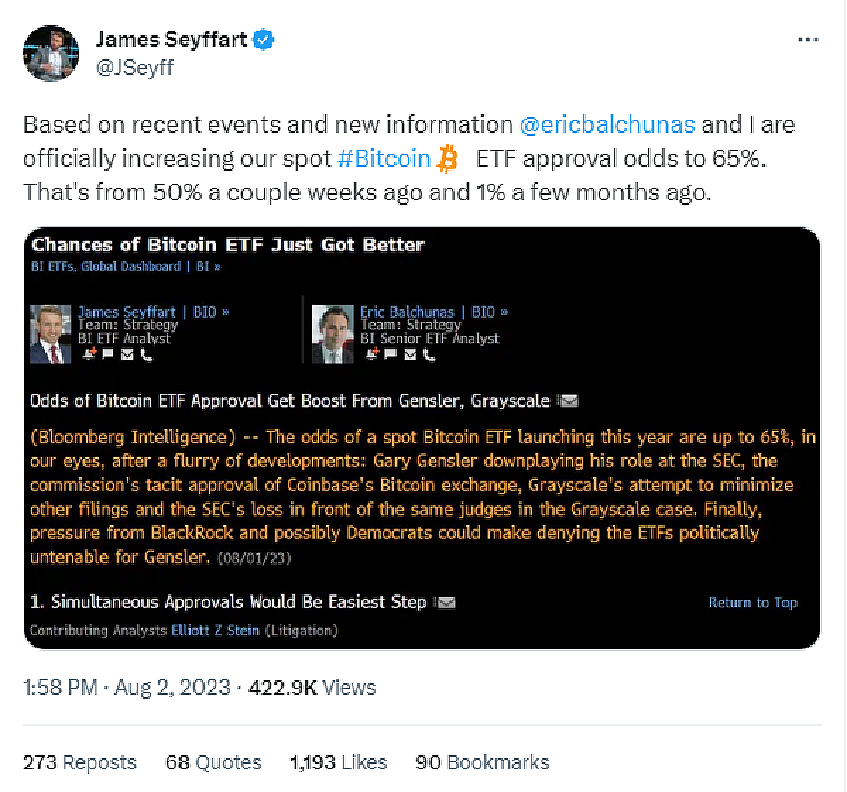 BTC etf tweet