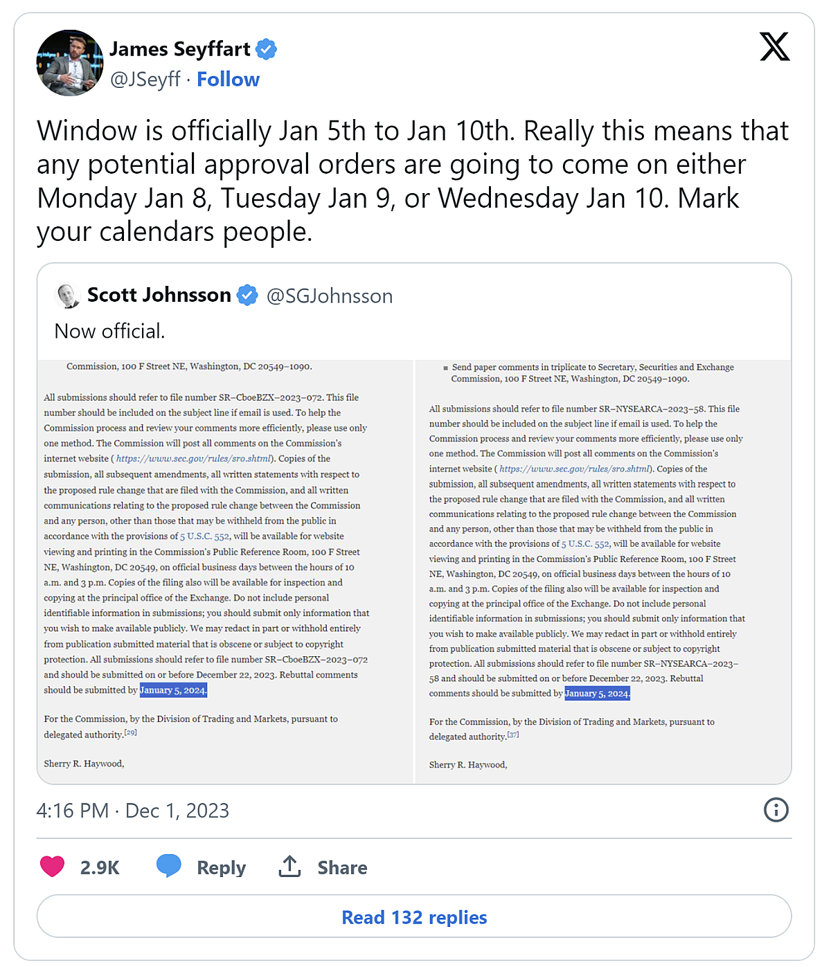 BTC ETF TWEET